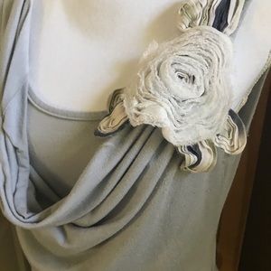 🍒Women's cotton embellished tank. Light blue. M